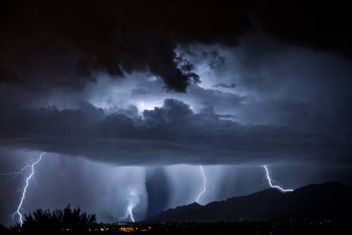 Lightning storm at night